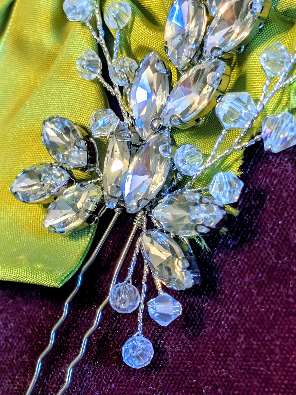 UNICRA Bridal Hair Pins - Crystal/Rhinestone Accent (Pair) - NEW - Picture 6 of 8
